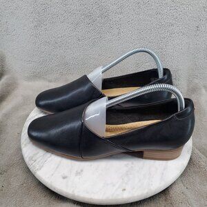 Clarks Shoes Womens Size 7 Juliet Palm Black Leather Slip On Loafers